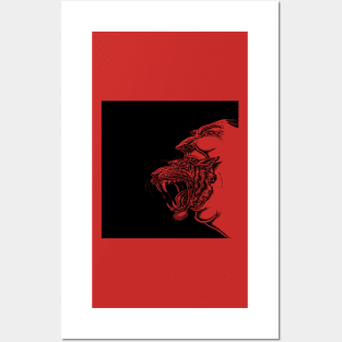 Angry Man with Tiger Coming from Mouth Posters and Art